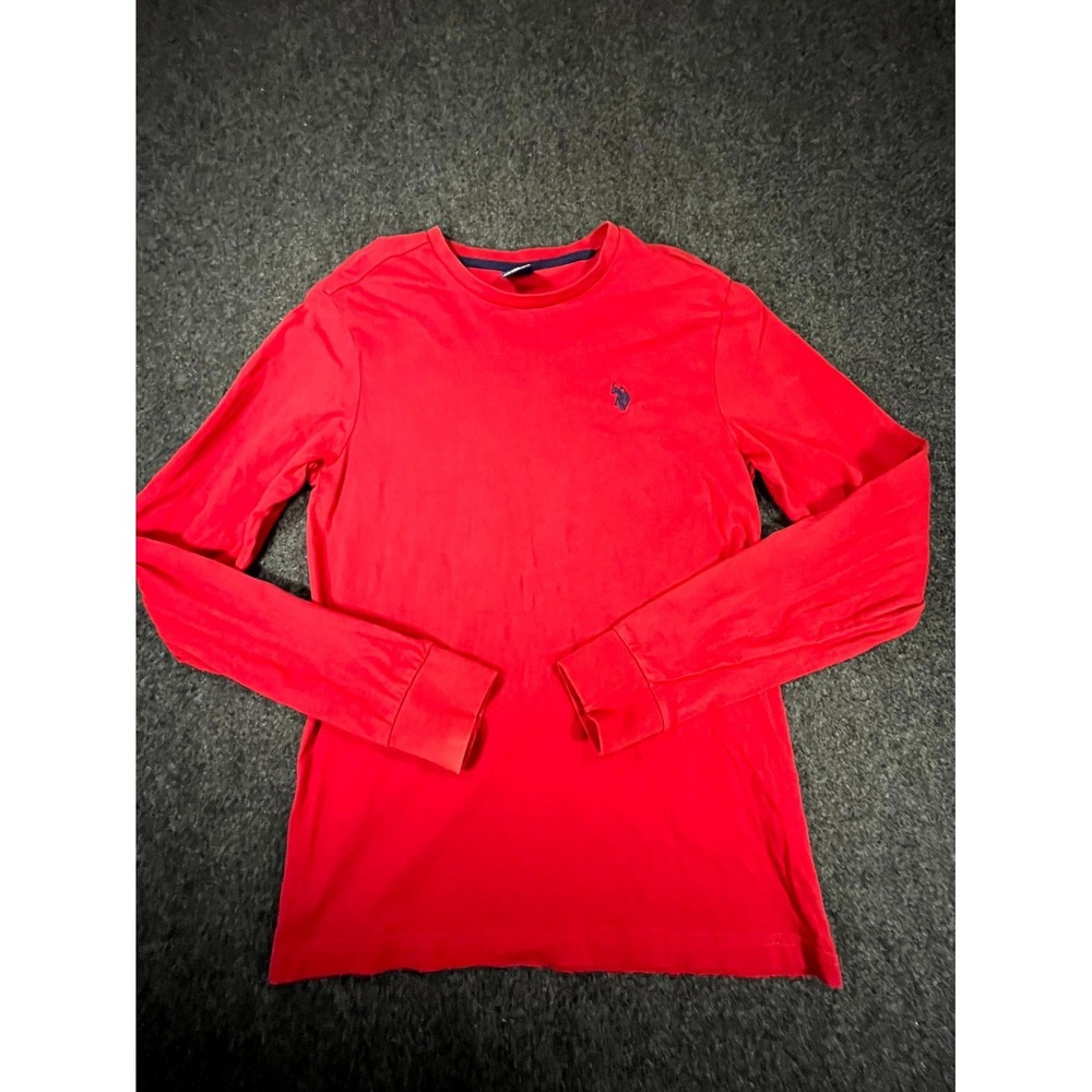 US Polo Assn Tee‎ Shirt Womens XS Red Cotton Pony Logo Crew Neck Long Sleeve Top